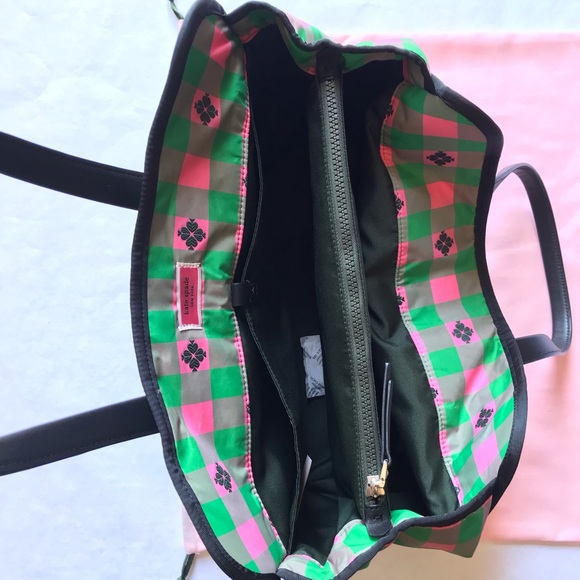 Kate Spade Morley Large Tote Green Pink Black with Dustbag - Picture 7 of 16